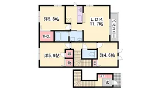 シャーメゾン南町ノ坪【D202号室】の間取り
