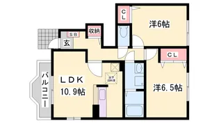 カンボ・M,H【1階】の間取り