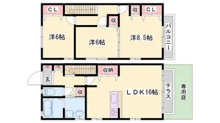 兵庫県三木市大村【テラスハウス】の間取り