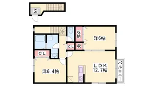 グランドゥールB【2階】の間取り