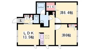 ラ グリシーヌ姫路南【1階】の間取り