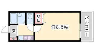 クリスタルAウエスト【104号室】の間取り