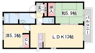 ウエストサイドコート【A102号室】の間取り
