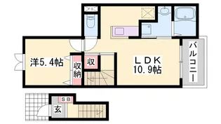 玲巧ハイツ八丁【2階】の間取り