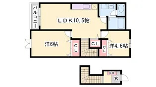 ミーツハオスUOE【2階】の間取り