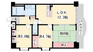 メゾンドール姫路英賀保【6階】の間取り