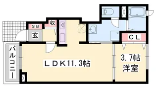 ワイズ コンブリオⅡ【1階】の間取り