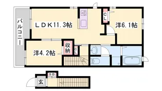 エスペランサ中仁野Ⅳ【204号室】の間取り