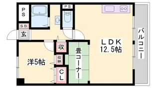 西飾磨ハイツ【4階】の間取り