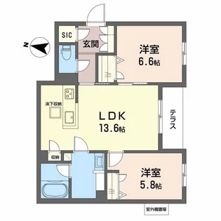 シャーメゾンルリアン【1階】の間取り