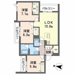 シャーメゾンルリアン【3階】の間取り
