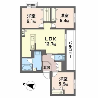 シャーメゾンルリアン【3階】の間取り
