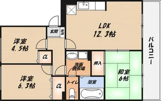 サンビューラ津之江A棟【2階】の間取り