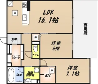 ロンジェヴィータ【1階】の間取り