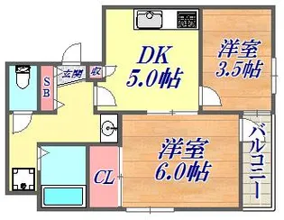 三宮パークハイム【5階】の間取り