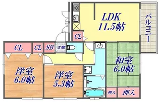 サウスヒルズ谷上【1階】の間取り