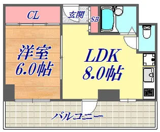 花隈ダイヤハイツ【6階】の間取り