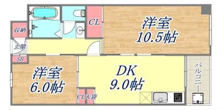 夢野ハイタウン1号棟【6階】の間取り