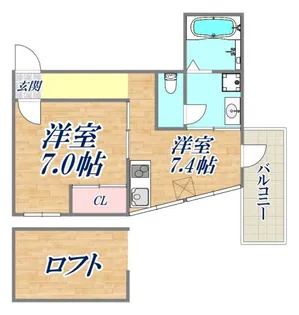 コーポラス村瀬B棟【1階】の間取り