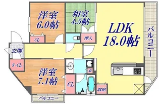 ソルレヴェンテ神戸中山手通【4階】の間取り