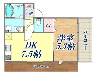 EXSONIA湊川【3階】の間取り