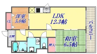 アスティ三宮【5階】の間取り