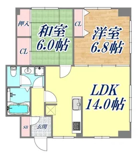 湊川センタービル B棟【7階】の間取り