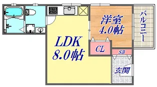 コーポヤマモト【1階】の間取り