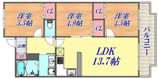 サンワプラザ三宮南【5階】の間取り