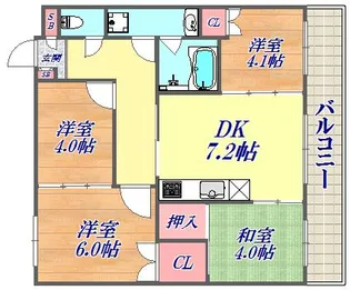 トア山手フラッツ【4階】の間取り