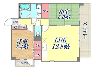 ドミール八雲【6階】の間取り