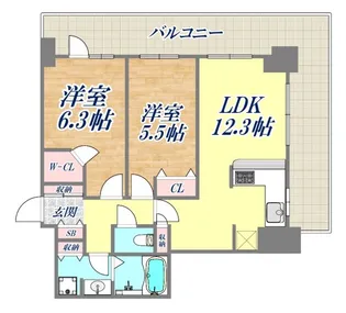 ライオンズタワー神戸元町【506号室】の間取り