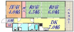ライオンズマンション生田川東【9階】の間取り