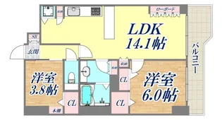 ライオンズマンション三宮東第3【4階】の間取り