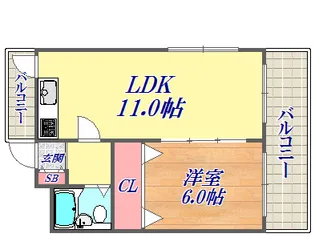 ラムール花隈【3階】の間取り