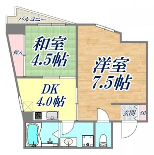ロゼブル中山手【5階】の間取り