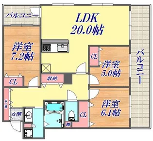 ワコーレ神戸北野セリュックス【8階】の間取り