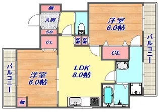 ロータリー六甲【401号室】の間取り
