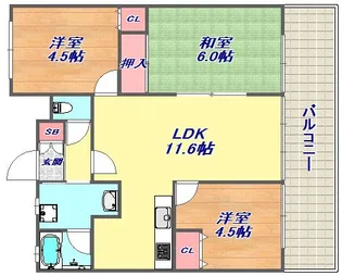 ワコーレベイフロント摩耶【502号室】の間取り