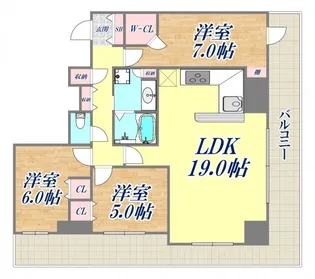 ライオンズタワー神戸元町【5階】の間取り