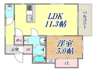 シャンヴィラージュ甲南山手駅前【2階】の間取り