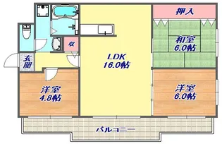 ユニーブル六甲南棟【2階】の間取り