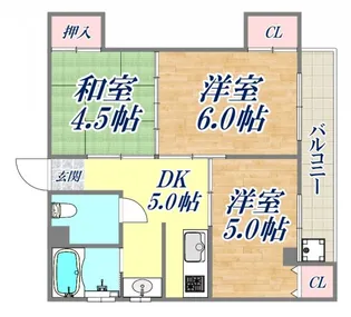シャルム中道【3階】の間取り