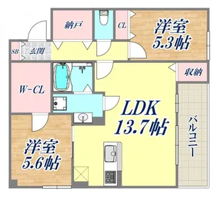 グルーブメゾン須磨離宮【1階】の間取り