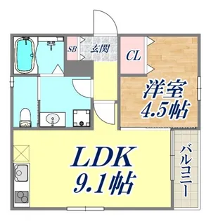 カナーレ御崎公園【3階】の間取り