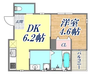 Jハイツ湊川【301号室】の間取り