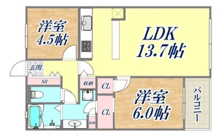 リベール三宮ミッドキャスト【7階】の間取り