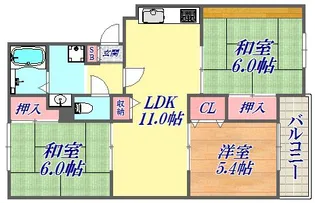 イーストヒルズ平野【3階】の間取り