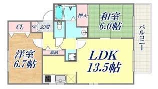 サニーガーデン須磨 A棟【2階】の間取り