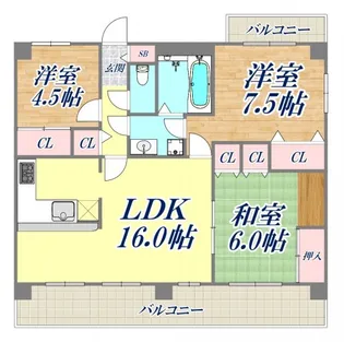 リアライズ羽坂通【7階】の間取り